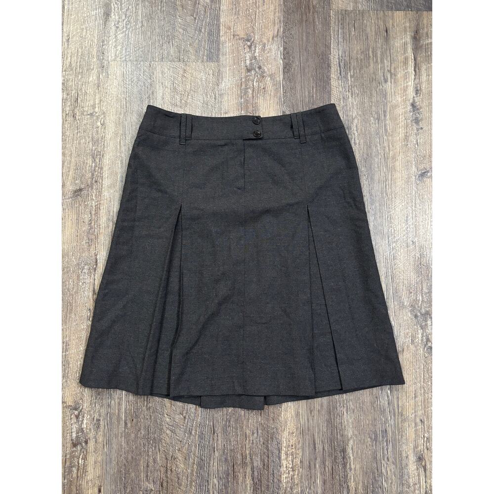 Armani Collezioni Charcoal‎ Grey Pleated A-Line Skirt Made in Italy Womens 12